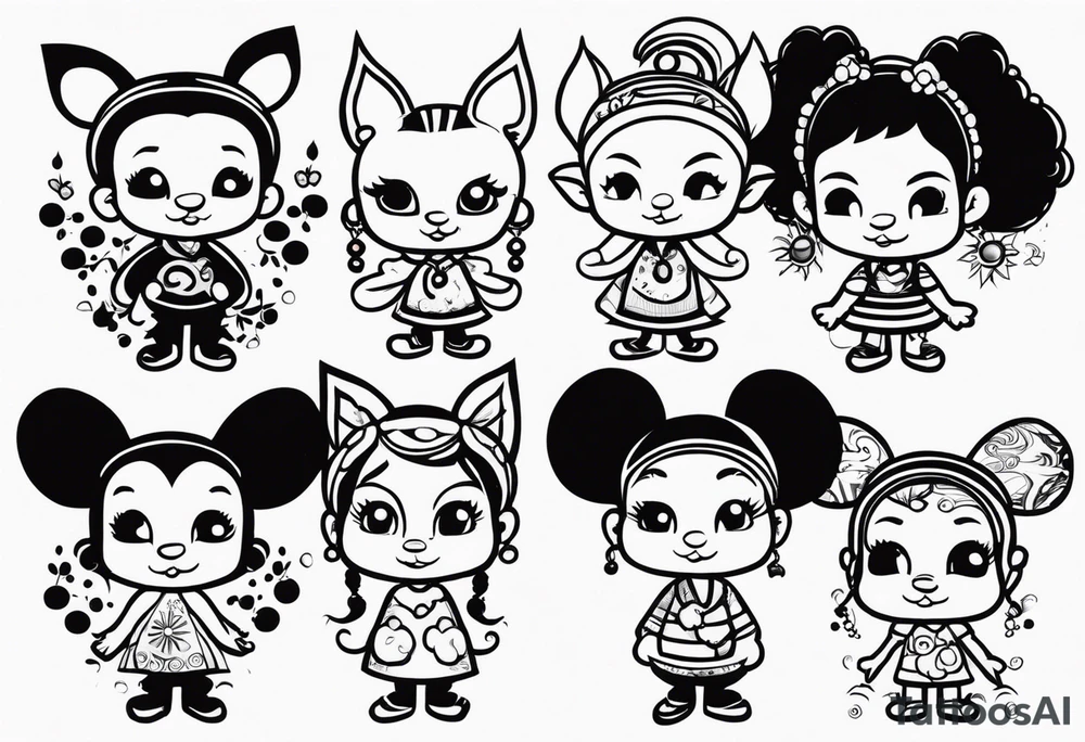 SMALL CHILDREN, OF DIFFERENT RACES, 8 EARS OLD, IN A GROUP OF 5 tattoo idea