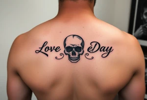 Love Each Day tattoo with  a skull tattoo idea