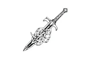 Armband tattoo of a sword with covered in a Celtic knot tattoo idea