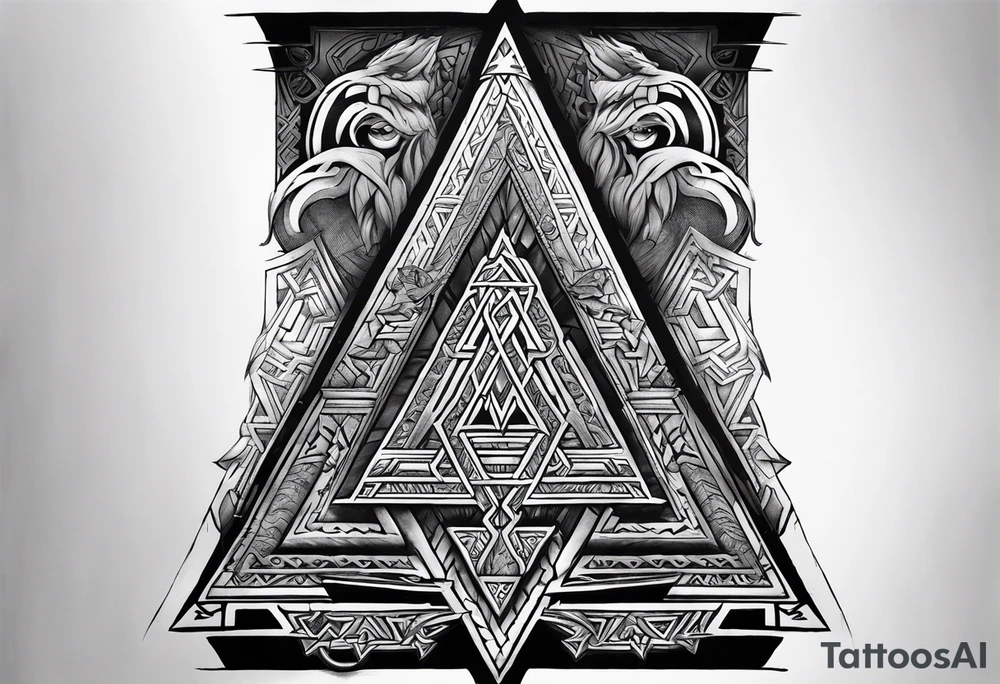 Valhalla steps Valknut sword tattoo idea