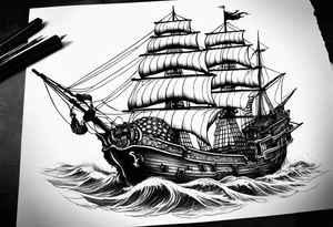 octopus pirate ship tattoo idea