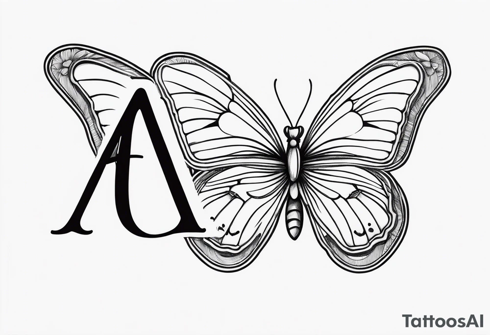 Letter A with butterfly tattoo idea