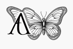 Letter A with butterfly tattoo idea