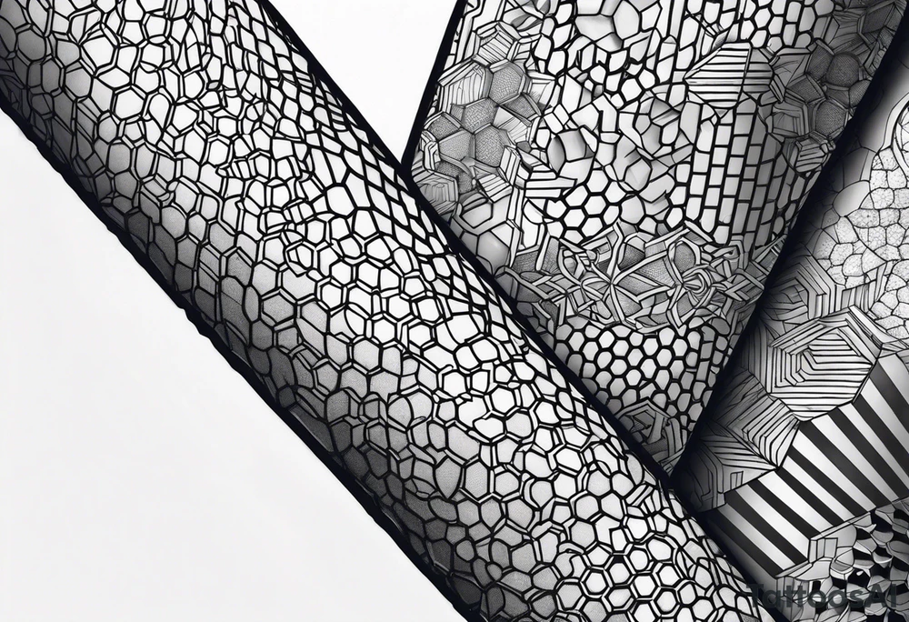 Honeycomb full leg sleeve male tattoo idea