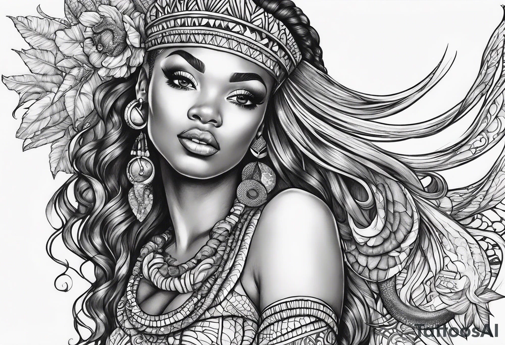 african mermaid tattoo idea