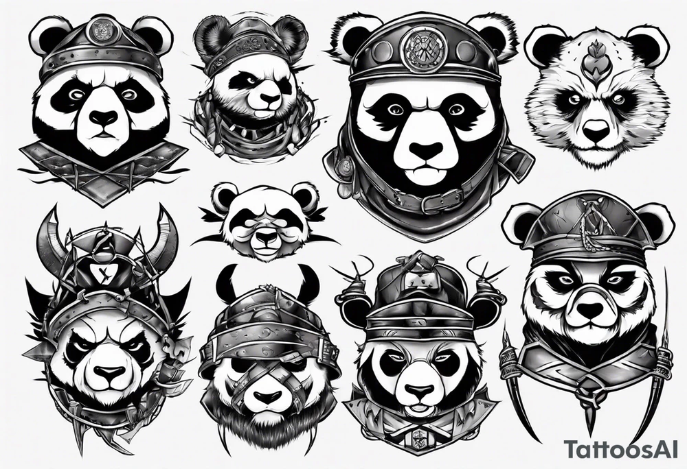 Scottish warrior panda tattoo idea
