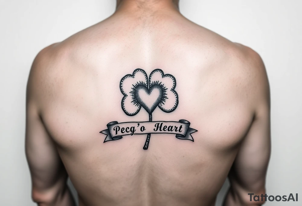 Shamrock patch with a heart and a banner that says " Peg 'o My Heart " tattoo idea