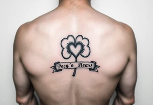 Shamrock patch with a heart and a banner that says " Peg 'o My Heart " tattoo idea