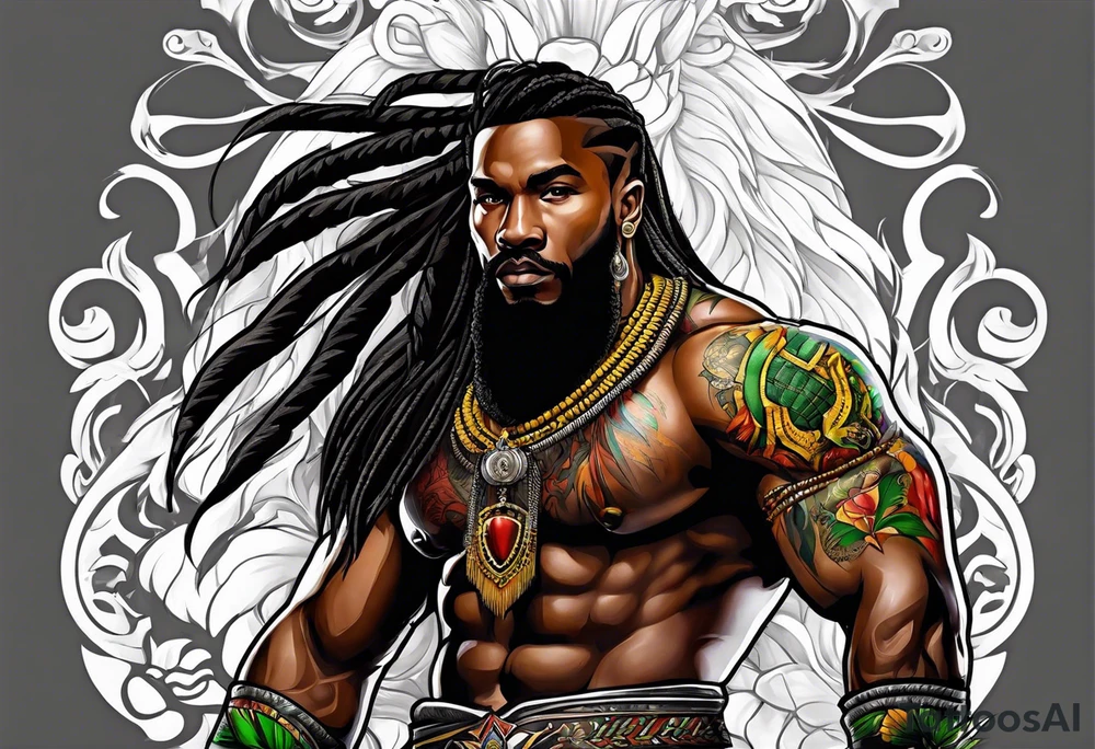 jamaican warrior with a lion tattoo idea