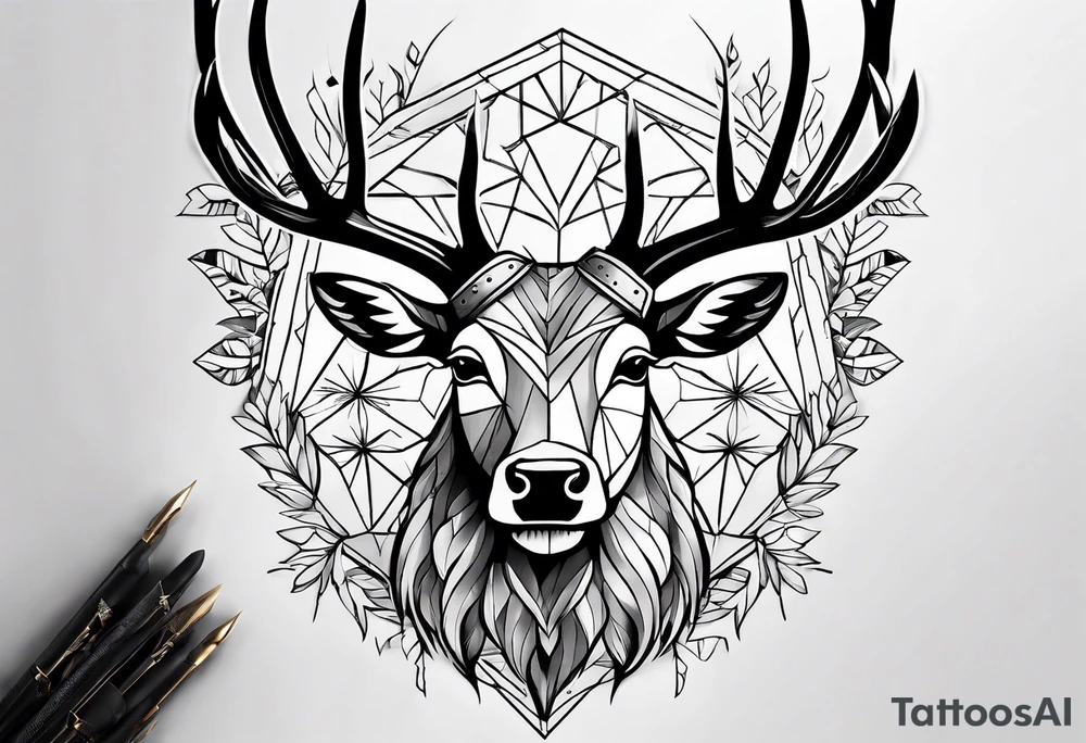 panache de chevreuil et sapinage tattoo idea