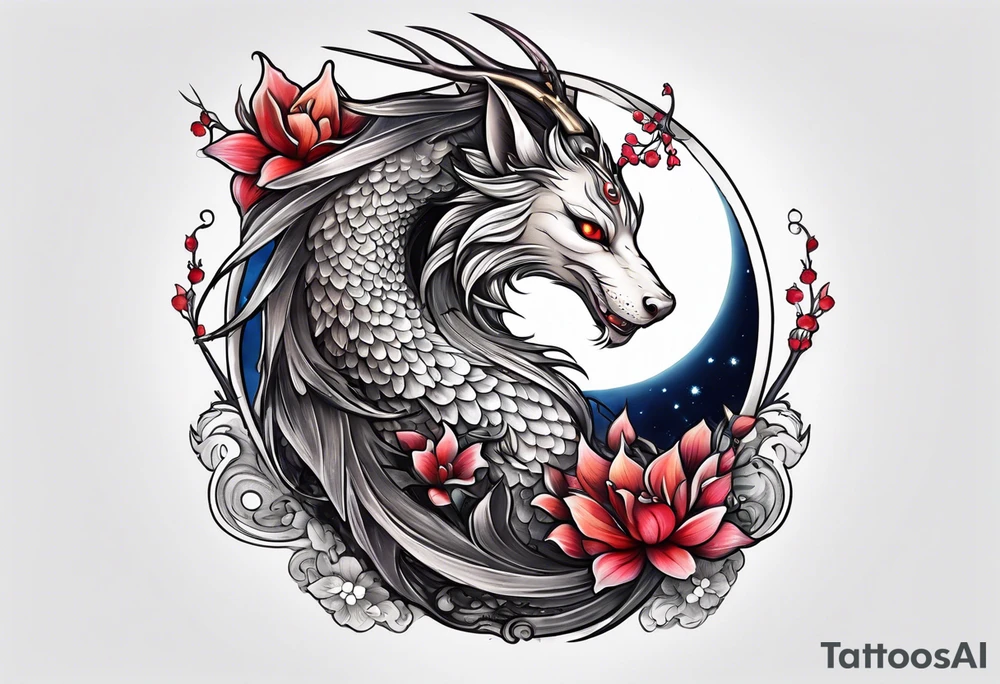 Moon fairy dragon tattoo idea