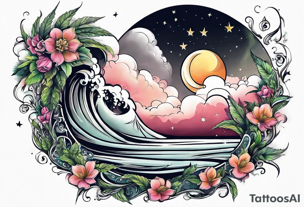 weed golf #2 the moon (arm sleeve) tattoo idea