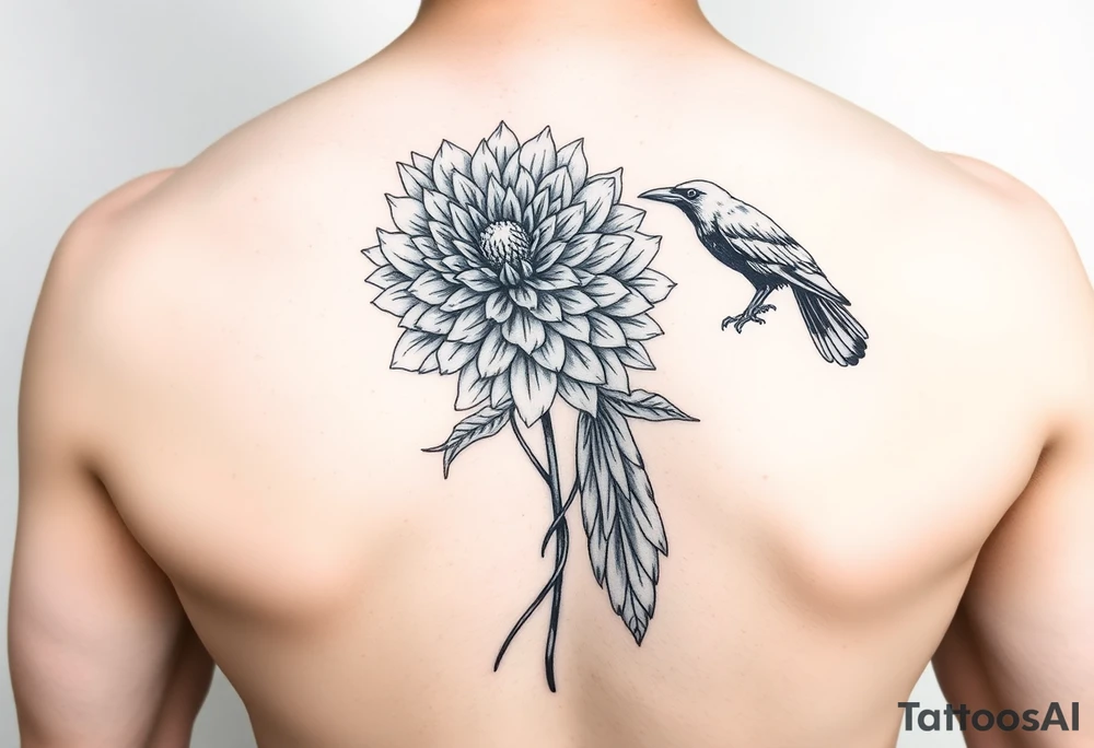 chrysanthemum and crow tattoo idea
