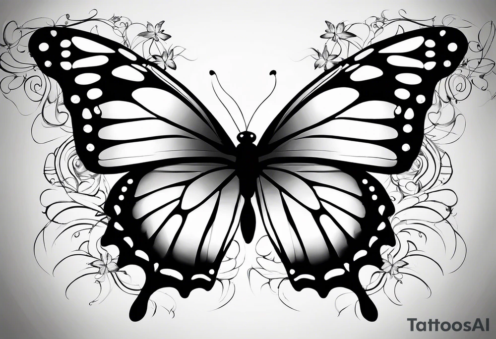 5. Butterfly: “A vibrant butterfly with colorful wings, resting on a flower, showcasing transformation and beauty.” tattoo idea