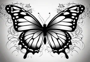 5. Butterfly: “A vibrant butterfly with colorful wings, resting on a flower, showcasing transformation and beauty.” tattoo idea