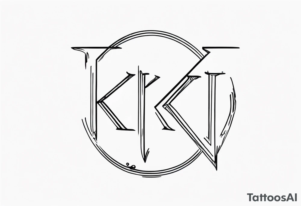 Stamp Tattoo with Initials K and J tattoo idea