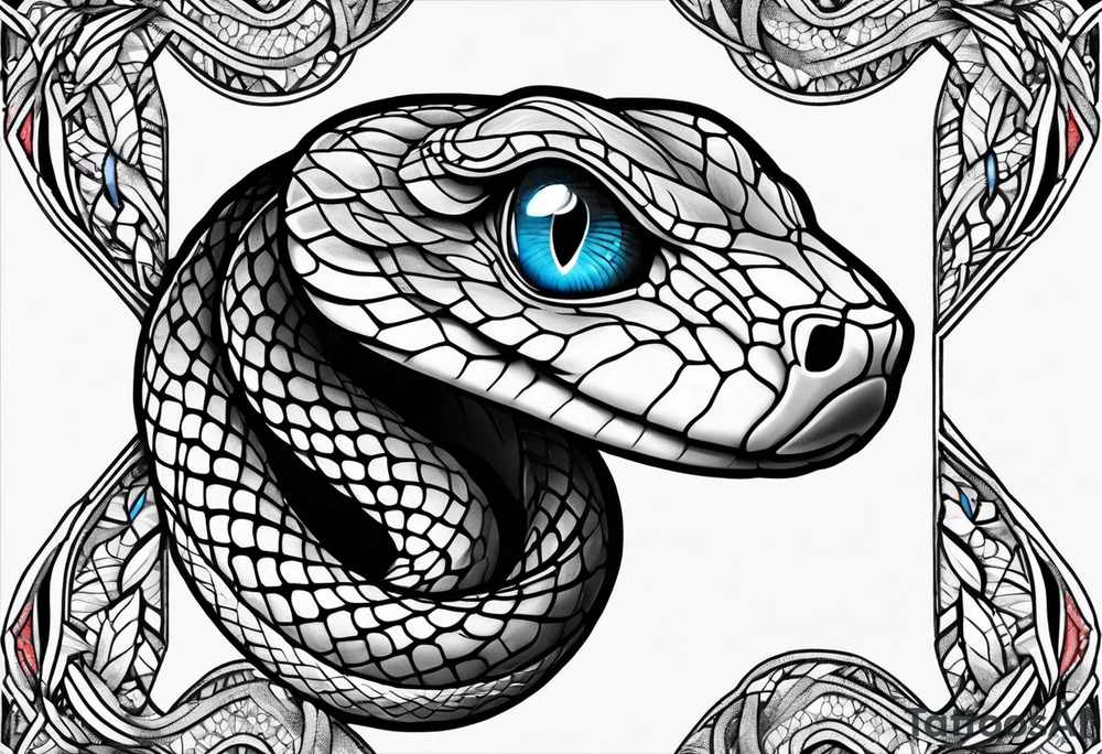 simple snake with blue eyes tattoo idea