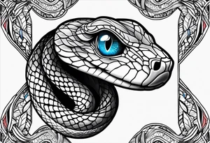 simple snake with blue eyes tattoo idea