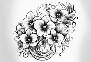 Flower and vine tattoo on upper left back climbing over the shoulder and towards the chest. Flowers should be Lilys, orchids, and dandelions. More empty space tattoo idea