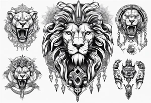 lion holding a khamssa with paw tattoo idea