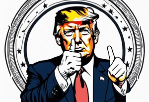 President Trump gives the middle finger. And it's very small. tattoo idea