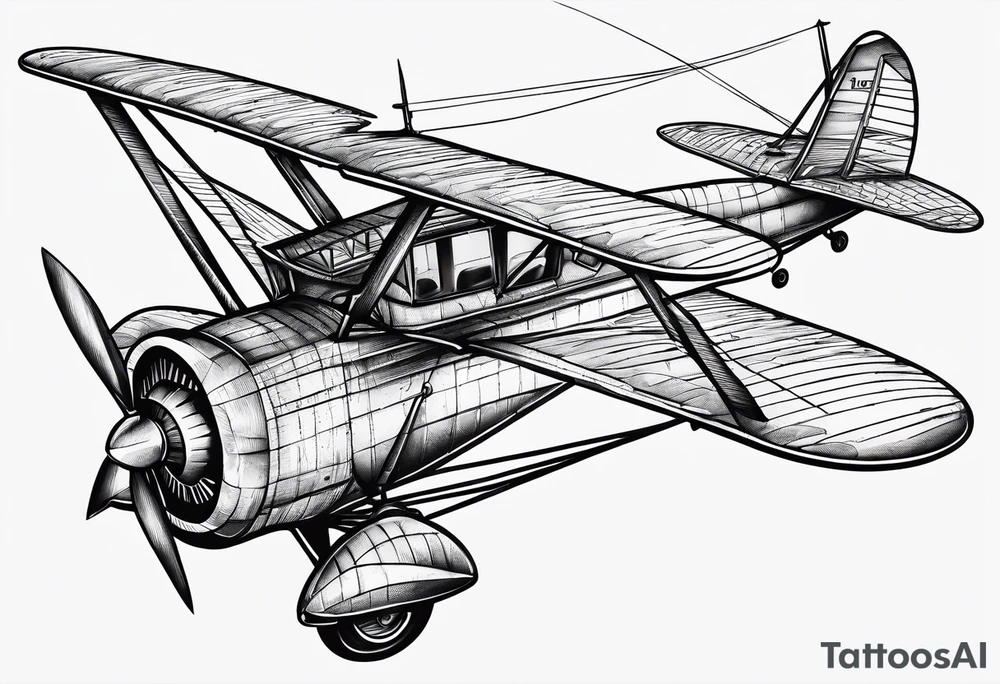 sketch of adventure plane in perspective from the bottom tattoo idea
