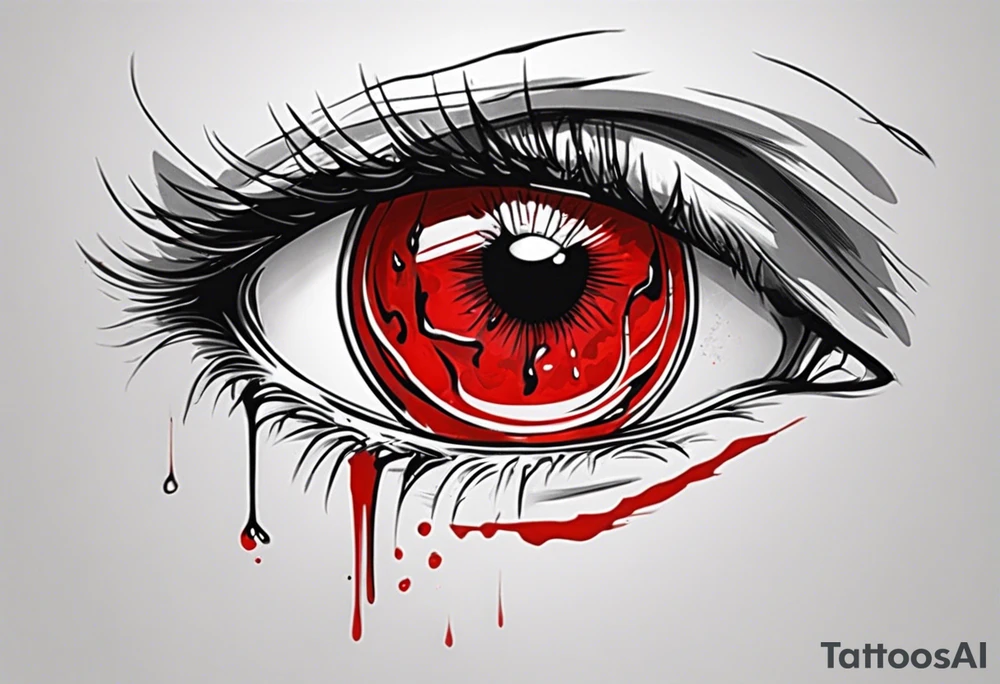 Bloody tear flow from eye sleeve tattoo tattoo idea