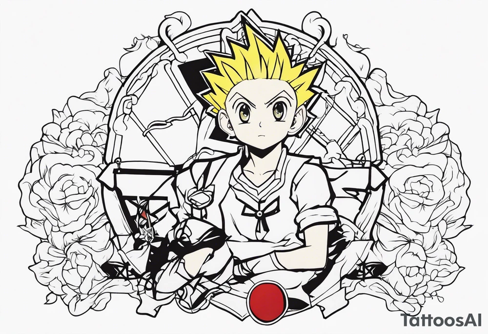 hunter x hunter anime in the chest area tattoo idea