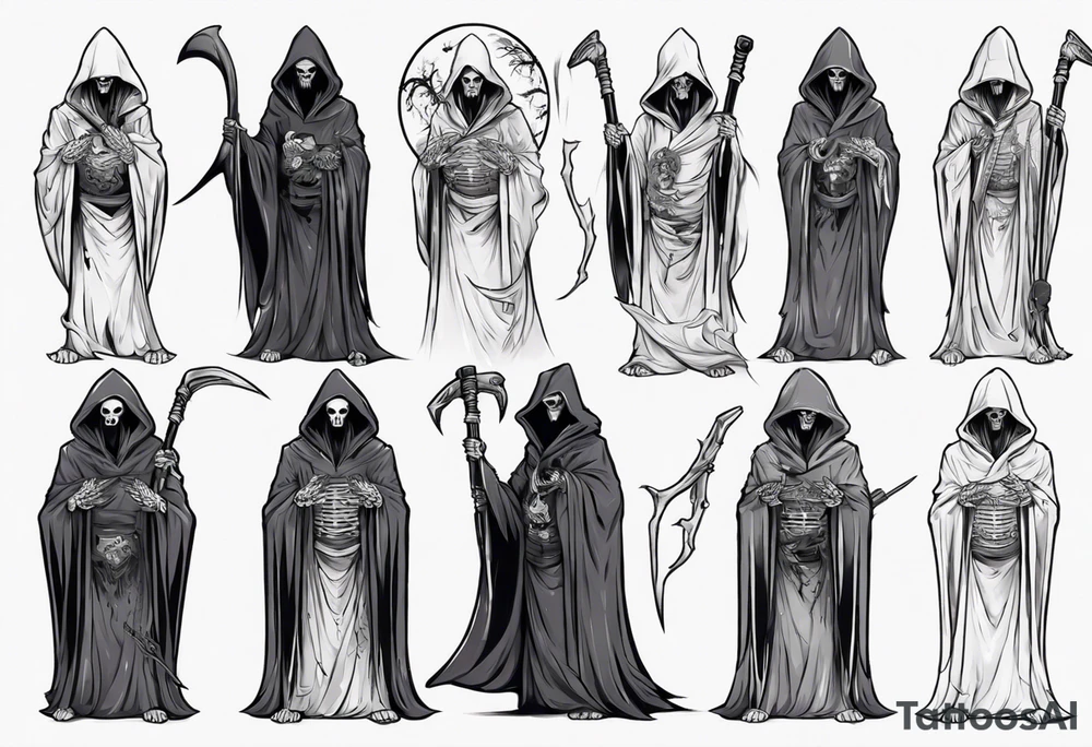 asian grim reaper cloak tattoo idea
