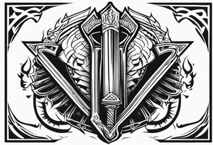 Valhalla sword shield axe 
stairs tattoo idea