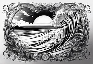 Am a men and need A balck tattoo for my shoulder with time and a date for my so 25.05.16 and a wave of beach about life tattoo idea