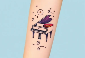 grand piano under the stars swirl tattoo idea