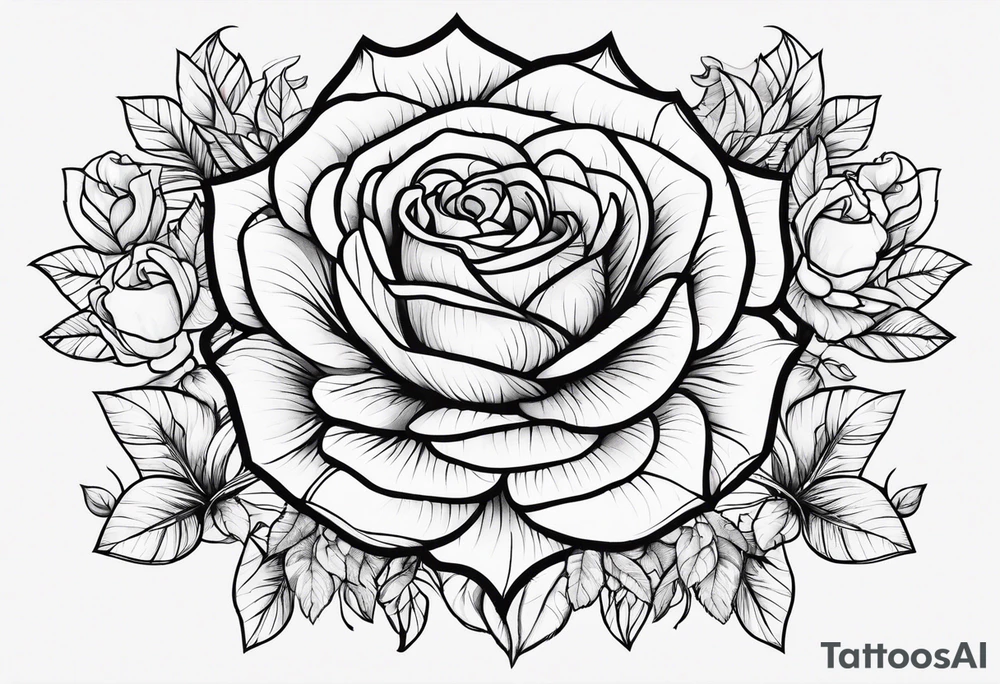 Um leão com rosas tattoo idea