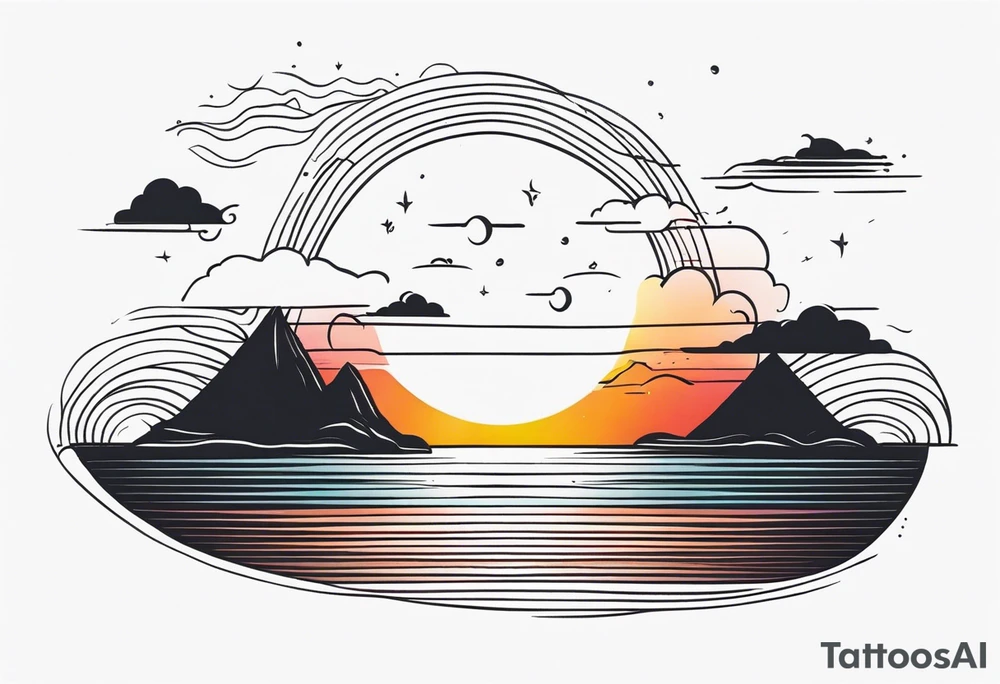 Sea and sunset tattoo.
Minimal. tattoo idea