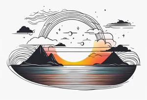 Sea and sunset tattoo.
Minimal. tattoo idea
