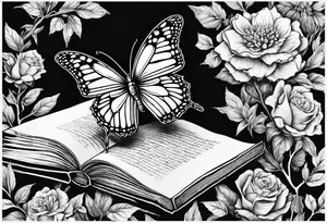 Butterfly smoking weed, reading a book, playing guitar tattoo idea