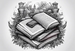 A stack of fantasy books tattoo idea