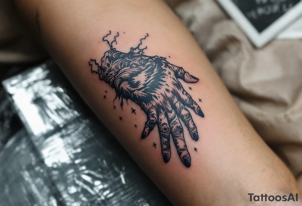 „V nouzi poznas pritele.“ — Two hands grasping in stormy seas, one tattooed with the quote in navy ink across the wrist. tattoo idea