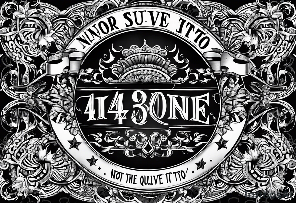 The number 44, around it the text “no one survive” tattoo idea The number 44, around it the text “no one survive” tattoo idea