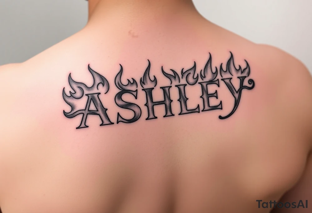 Name
Tattoo: ASHLEY in flames with water tattoo idea