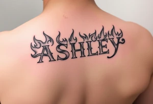 Name
Tattoo: ASHLEY in flames with water tattoo idea