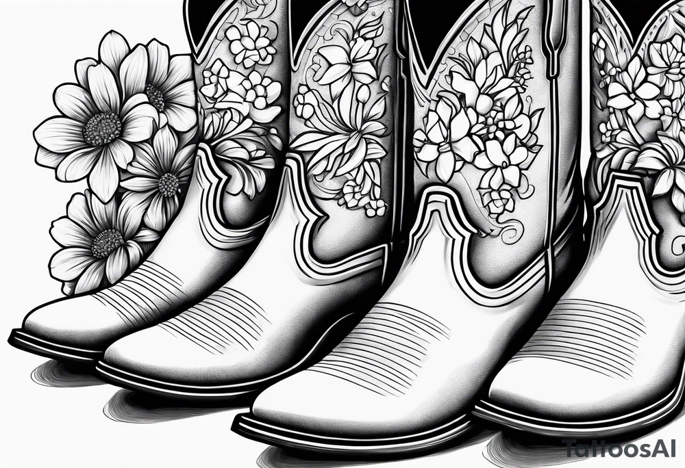 Cowboy flowers inside boots boots cowboy hat howdy tattoo idea Cowboy flowers inside boots boots cowboy hat howdy tattoo idea