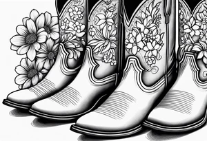 Cowboy flowers inside boots  boots cowboy hat howdy tattoo idea