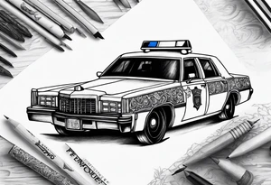 police car on fire tattoo idea