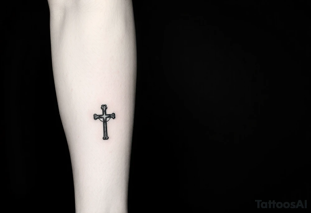 3 crosses, clouds, even though I walk through the darkest valley, I will fear no evil, for you are with me tattoo idea