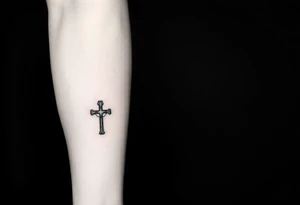 3 crosses, clouds, even though I walk through the darkest valley, I will fear no evil, for you are with me tattoo idea