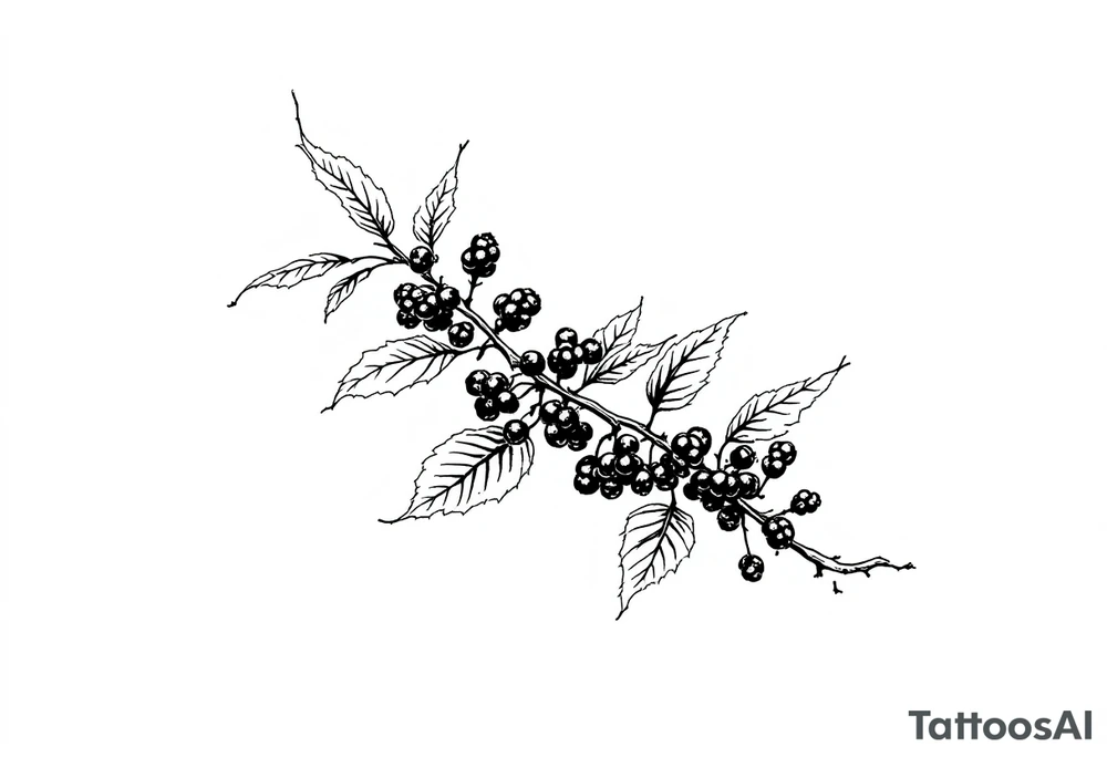 American traditional style Blackberry branch tattoo idea