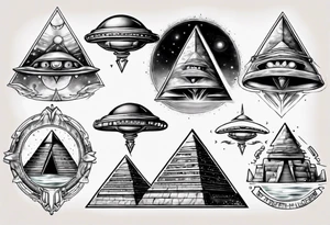 Pyramids and UFO merging tattoo idea