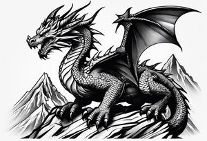 aztech dragon climbing mountain tattoo idea