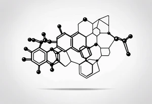 serotonin molecule with its atoms and bonds tattoo idea